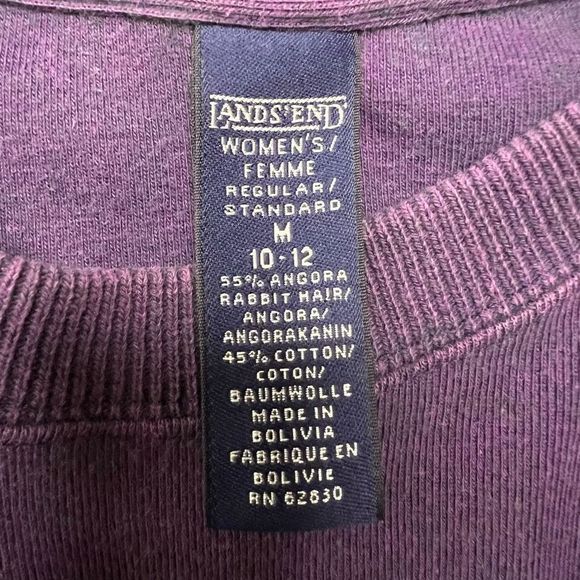 Lands' End Purple Angora Rabbit Hair Blend Crew Neck Long Sleeve Pullover Sweate - Picture 5 of 9
